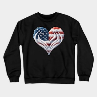 Fighter Jet Airplane American Flag Heart 4Th Of July Crewneck Sweatshirt